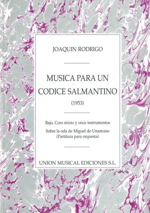 Joaquin Rodrigo, Musica Para Un Codice Salmantino Bass Voice, SATB and Orchestra Studienpartitur