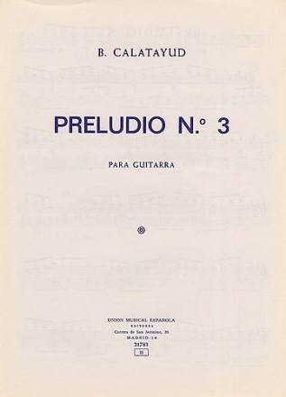 Bartolome Calatayud, Preludio No.3 Gitarre Buch