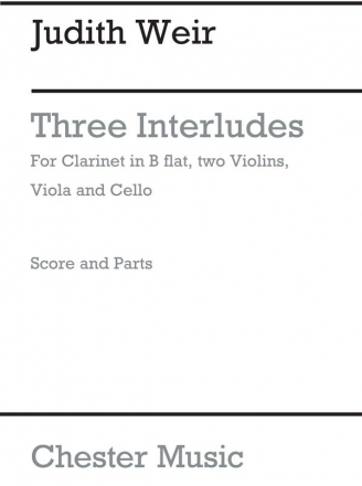 Judith Weir: Three Interludes Clarinet, String Quartet Score and Parts