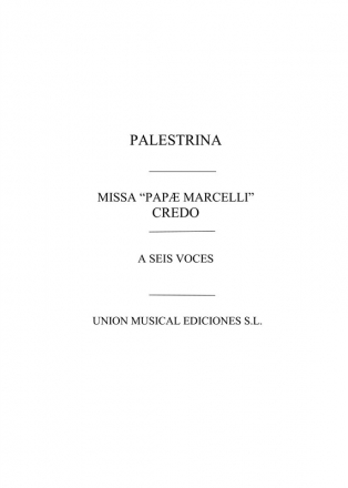 Giovanni Palestrina, Credo De La Misa 'Papae Marcelli' SATB Klavierauszug