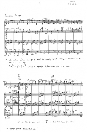 Benedict Mason: String Quartet No.2 String Quartet Score and Parts