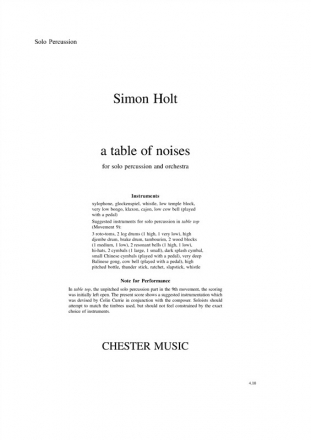 Simon Holt: A Table Of Noises (Percussion Part) Percussion Part