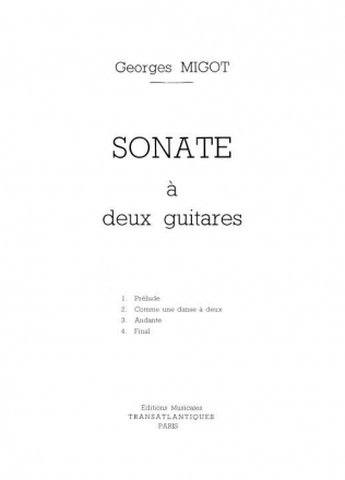 Sonate pour 2 guitares 2 parties