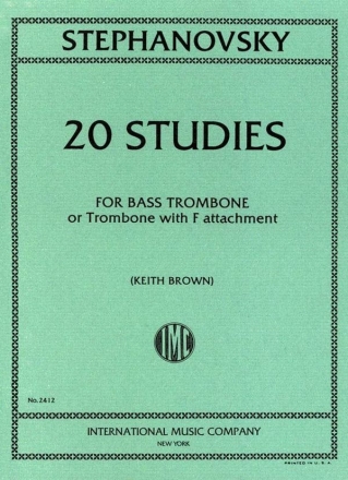 20 studies for bass trombone with F attachment BROWN, KEITH, ED.