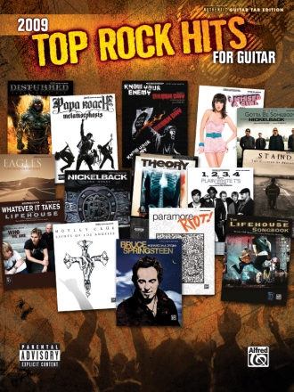 Top Rock hits 2009: songbook guitar/tab with melody line