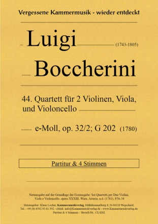 Quartett e-Moll Nr.44 op.32,2 G202 fr 2 Violinen, Viola und Violoncello Partitur und Stimmen