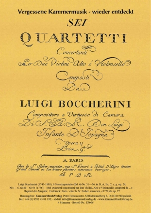 6 Streichquartette in D, A, Es, C, c, g op.27 fr Streichquartett Partitur und Stimmen