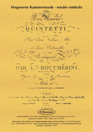 Quintett Es-Dur op.29,5 Nr.53 G317 fr 2 Violinen, Viola und 2 Violoncelli Stimmen (Faksimile)