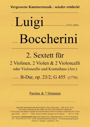 Streichsextett B-Dur 2 Vl, 2 Va, 2 Vc Partitur + 7 Sti