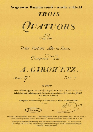 3 Streichquartette op.17 Stimmen Faksimile