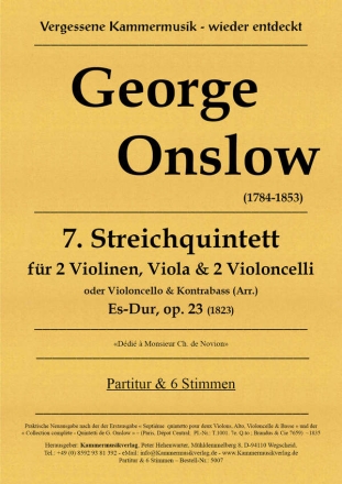 Streichquintett Es-Dur 2 Vl, Va, 2 Vc Partitur + 6 Sti