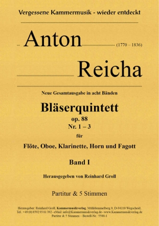 Blserquintette op.88 Band 1 (Nr.1-3) fr Flte, Oboe, Klarinette, Horn und Fagott Partitur und Stimmen