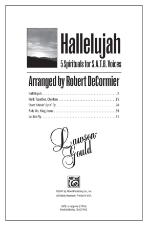 DeCormier, R (arranger) Hallelujah:5 Spirituals for SATB Voices  Mixed voices