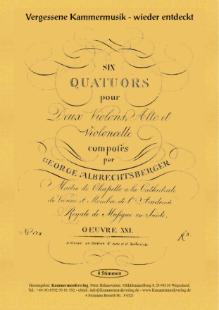 6 Quartette op.21 fr Streichquartett Stimmen