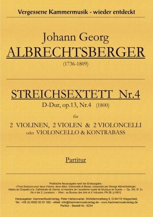 Albrechtsberger, Johann Georg Streichsextett D-Dur op. 13 Nr.4