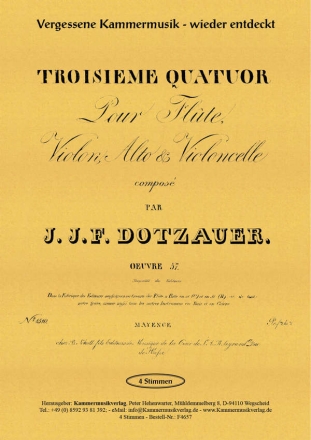 Quartett E-Dur Nr.3 op.57 fr Flte, Violine, Viola und Violoncello Stimmen