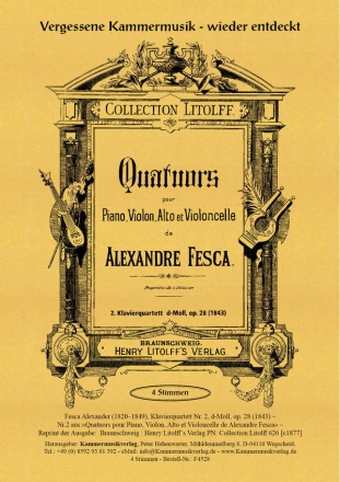 Fesca, Alexander Klavierquartett d-Moll op. 28