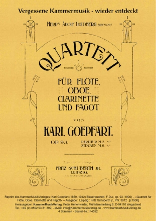 Quartett F-Dur op.93 fr Flte, Oboe, Klarinette und Fagott Stimmen, Faksimile