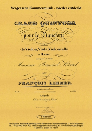 Quintett d-Moll fr Violine, Viola, Violoncello, Kontrabass und Klavier Stimmen