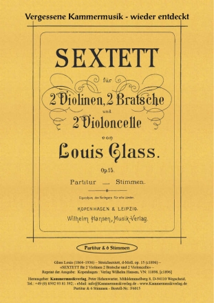 Glass, Louis Streichsextett d-Moll op. 15 Partitur einzeln