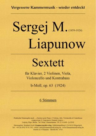 Sextett b-Moll op.63 fr 2 Violinen, Viola, Violoncello, Kontrabass und Klavier Partitur und Stimmen