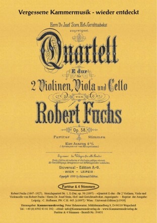 Streichquartett E-Dur op.58  Partitur und Stimmen