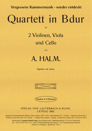 Halm, August Streichquartett B-Dur