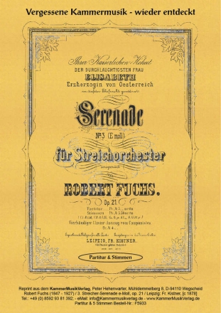 Serenade e-Moll Nr.3 op.21 fr Streichorchester Partitur und Stimmen (1-1-1-1-1)