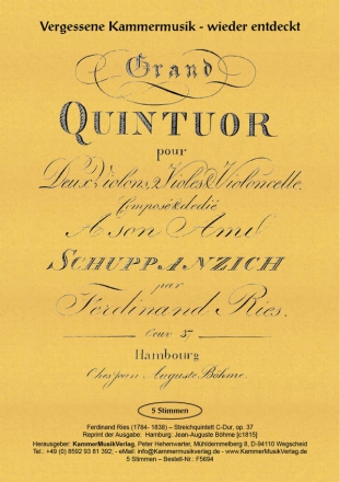 Ries, Ferdinand Streichquintett C-Dur op. 37