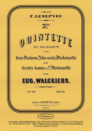 Walckiers, Eugne Streichquintett G-Dur op. 102