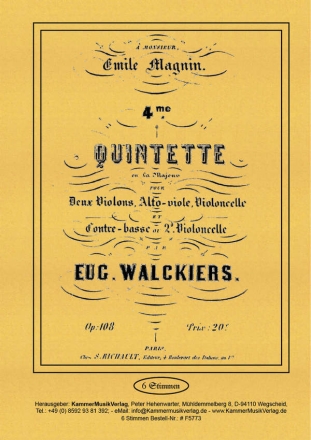 Streichquintett A-Dur op.108 fr 2 Violinen, Viola, Violoncello, Kontrabass (oder 2 Violoncelli) Stimmen