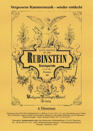 Rubinstein, Anton Streichquartett e-Moll op. 47, Nr.1