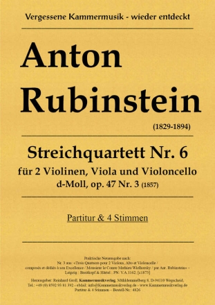 Quartett d-Moll Nr.6 op.47,3 fr Streichquartett Partitur und Stimmen