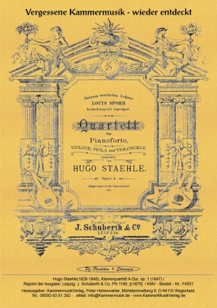 Quartett A-Dur op.1 fr Klavier, Violine, Viola und Violoncello Partitur und Stimmen