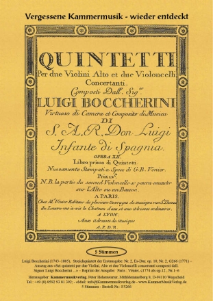 Boccherini, Luigi Streichquintett Es-Dur op. 10 Nr.2