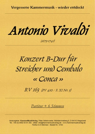 Vivaldi, Antonio Konzert fr Streicher und B.c.  Conca  B-Dur