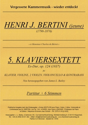 Bertini, Henri Jrme Klaviersextett (2 Va) Es-Dur op. 124 Partitur einzeln