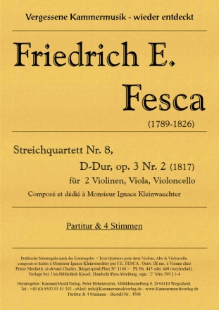 Fesca, Friedrich Ernst Streichquartett D-Dur op. 3 Nr.2