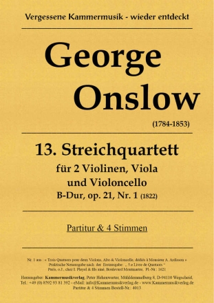 Onslow, George Streichquartett B-Dur op. 21 Nr.1