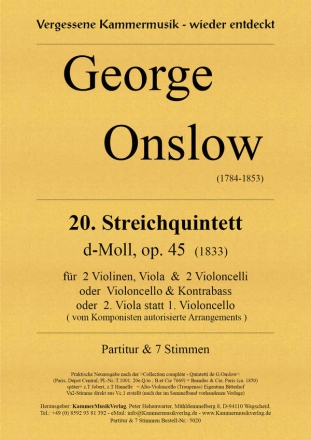 Quintett d-Moll Nr.20 op.45 fr 5 STreicher Partitur und Stimmen