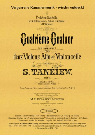 Tanejew  (Taneiew), Serge Streichquartett a-Moll op. 11