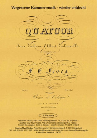 Fesca, Friedrich Ernst Streichquartett D-Dur op. 34