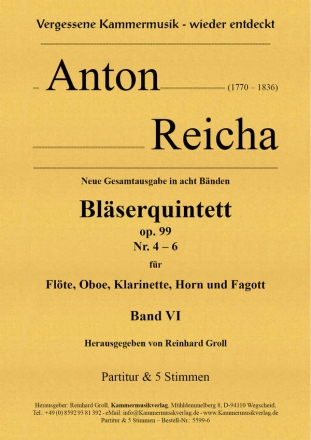 Blserquintette op.99 Band 6 (Nr.4-6) fr Flte, Oboe, Klarinette, Horn und Fagott Partitur und Stimmen