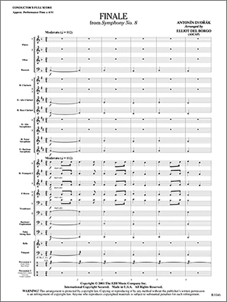 Antonn Dvork: Finale From Symphony No. 8 Big Band & Concert Band Score and Parts