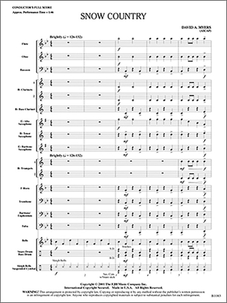 David A. Myers: Snow Country Big Band & Concert Band Score and Parts