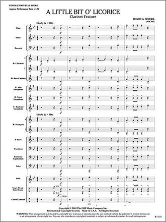 David A. Myers: Little Bit O' Licorice, A Big Band & Concert Band Score and Parts