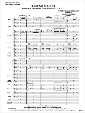 Robert Longfield: Turkish March Big Band & Concert Band Score and Parts