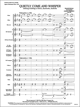 Traditional: Quietly Come And Whisper Big Band & Concert Band Score and Parts