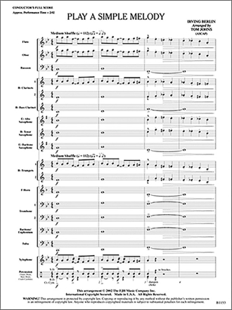 Irving Berlin: Play A Simple Melody Big Band & Concert Band Score and Parts