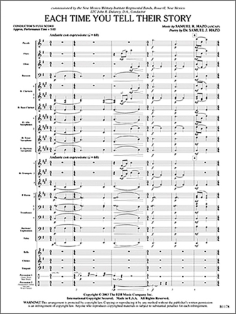 Samuel R. Hazo: Each Time You Tell Their Story Big Band & Concert Band Score and Parts